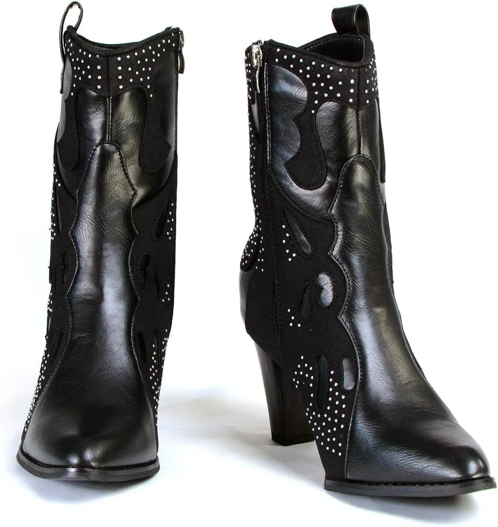 Milwaukee Leather MBL9429 Women's Black Western Style Fashion Casual Boots with Studded Bling