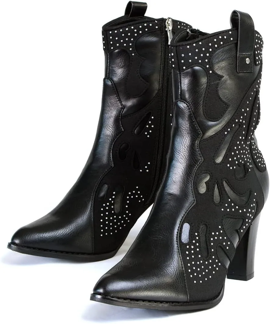Milwaukee Leather MBL9429 Women's Black Western Style Fashion Casual Boots with Studded Bling