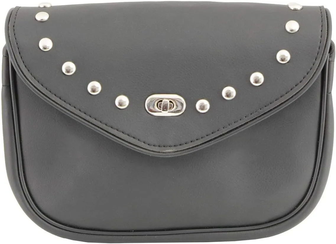Milwaukee Leather SH633 Black PVC Extra Large 'Studded' Motorcycle Windshield Bag with Turn Lock - One Size