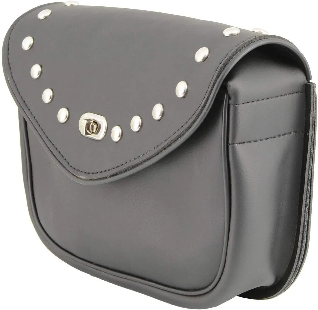Milwaukee Leather SH633 Black PVC Extra Large 'Studded' Motorcycle Windshield Bag with Turn Lock - One Size