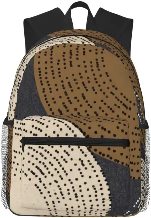 Minimalist Brown Grey Circles Lightweight Packable Backpack Travel Casual Hiking Daypack Foldable Backpack For Men Women