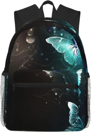 Mint Night Butterflies Lightweight Packable Backpack Travel Casual Hiking Daypack Foldable Backpack For Men Women