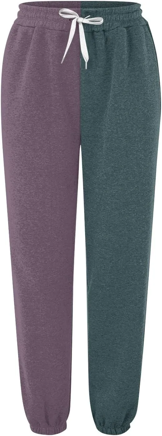 Miyaomn Women's Joggers Pants Fall Fashion Running Sweatpants with Pockets Athletic Patchwork Casual Pants for Workout Lounge