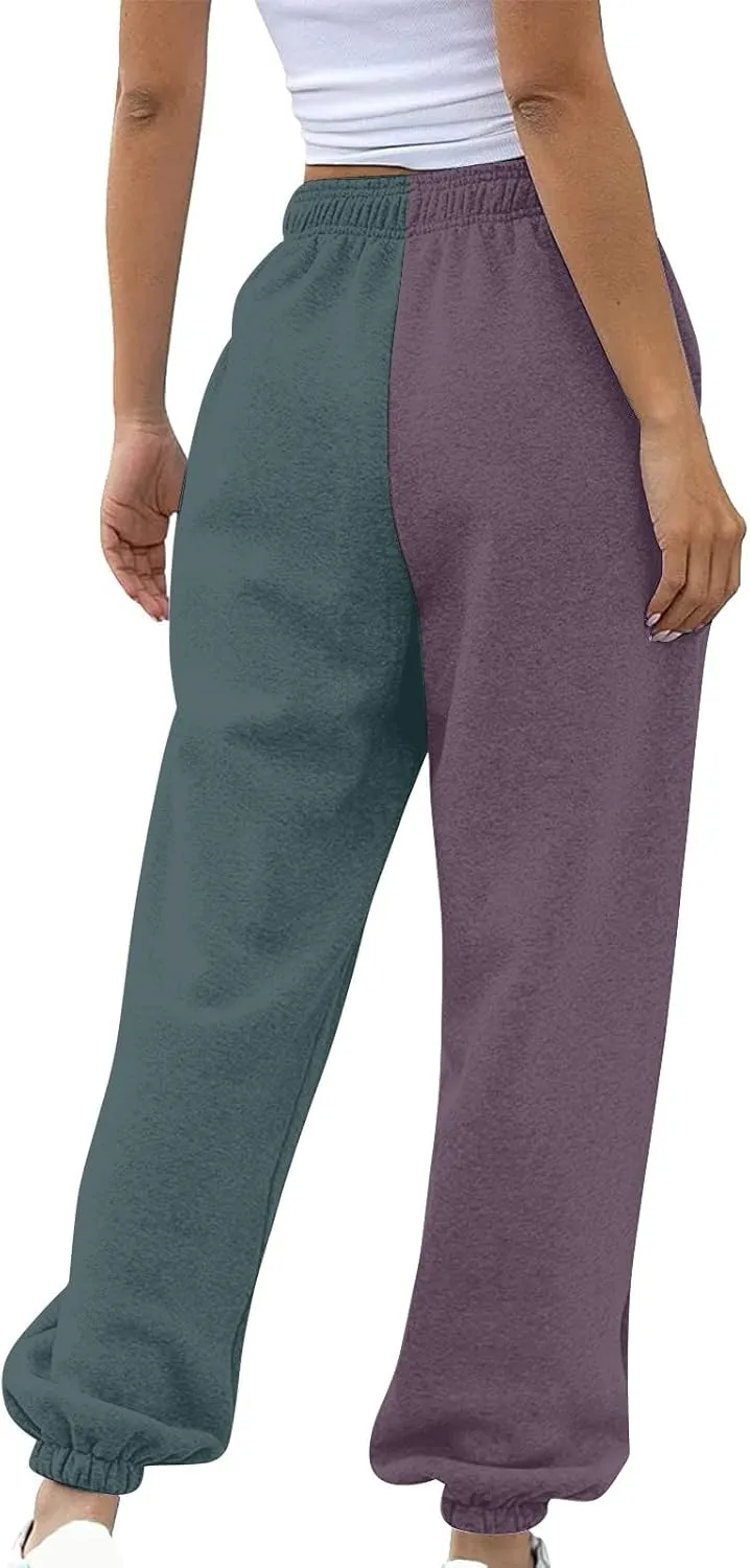 Miyaomn Women's Joggers Pants Fall Fashion Running Sweatpants with Pockets Athletic Patchwork Casual Pants for Workout Lounge