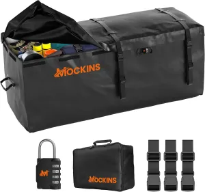 Mockins 16 Cu.Ft. Trailer Hitch Cargo Carrier Bag | 58"x20"x24" Abrasion-Resistant Vinyl Waterproof Cargo Bag for Hitch Carrier | All-Weather Truck Bed Storage Set w/Straps, Bag Lock, & Carry Bag