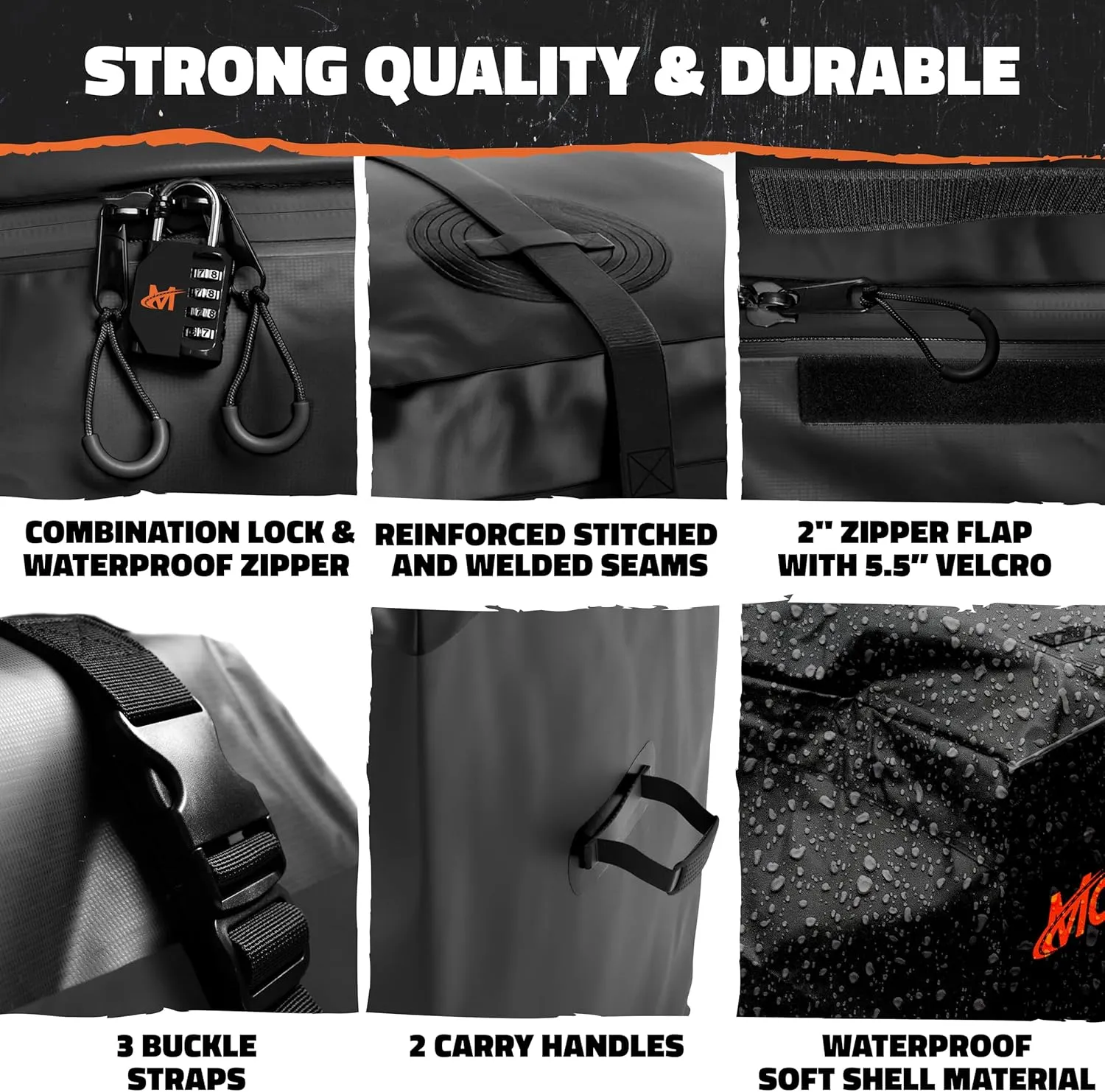 Mockins 16 Cu.Ft. Trailer Hitch Cargo Carrier Bag | 58"x20"x24" Abrasion-Resistant Vinyl Waterproof Cargo Bag for Hitch Carrier | All-Weather Truck Bed Storage Set w/Straps, Bag Lock, & Carry Bag