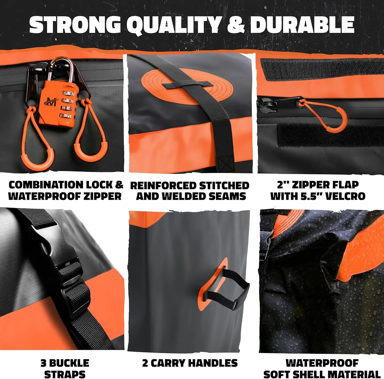 Mockins 16 Cu.Ft. Waterproof Cargo Bag for Truck Bed Storage | 58"x20"x24" All-Weather Trailer Hitch Cargo Carrier Bag |Abrasion-Resistant Vinyl Waterproof Luggage Bag Set w/Straps & Combination Lock