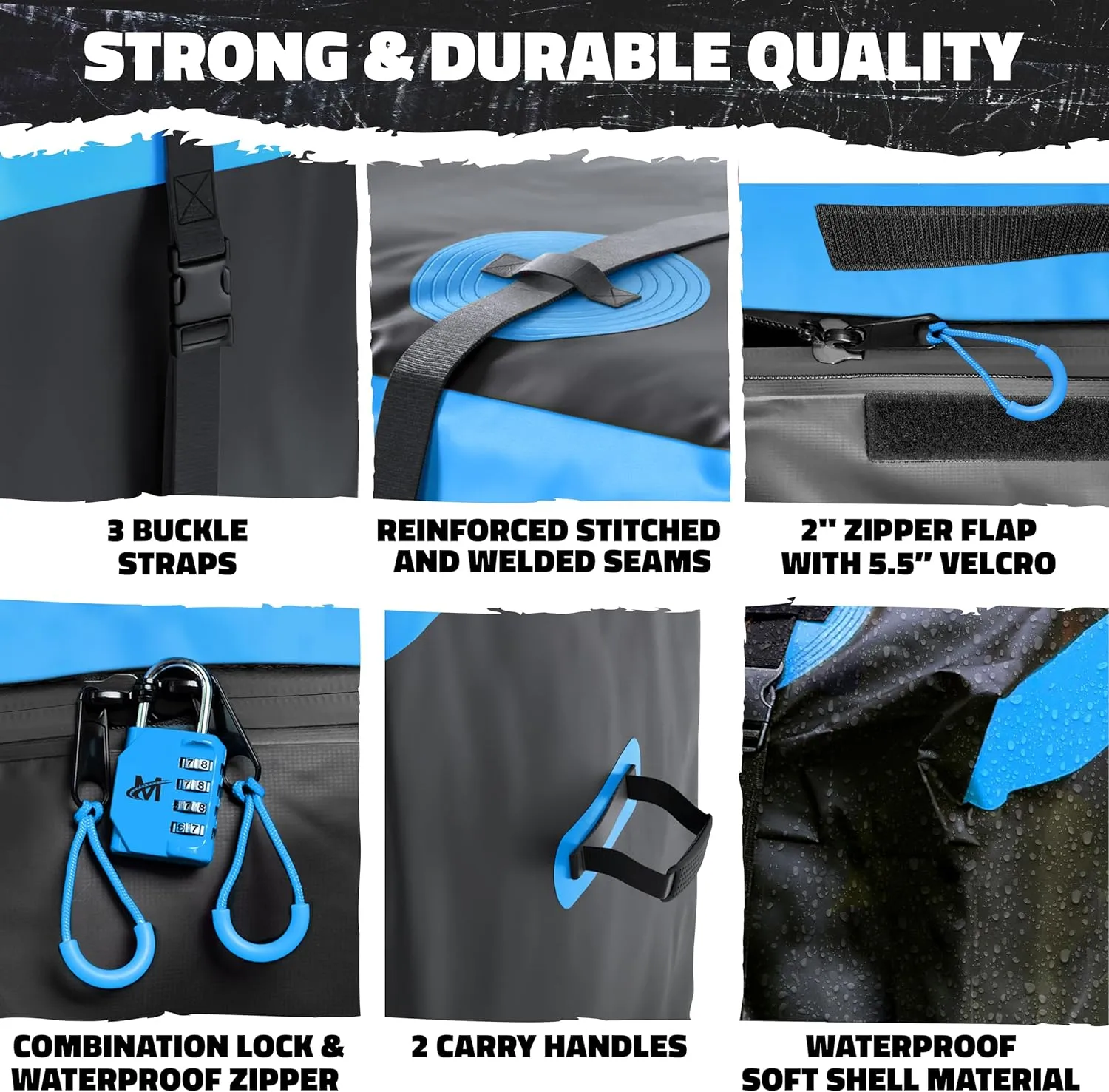 Mockins 25 Cu.Ft. Large Trailer Hitch Cargo Carrier Bag | 60"x24"x31" Soft-Shell Vinyl Cargo Bag for Hitch Carrier | Weatherproof Car Storage Bag | Waterproof Truck Bed Storage Set w/Accessories