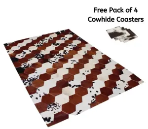 Modern Cowhide Rug Patchwork, Cowhide Runner Rug