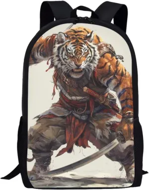 Modysero 17 Inch Funny Backpack for Girls Boys Cool Tiger School Bags with Smooth Zipper Large Capacity Lightweight Student Bookbag with Pockets