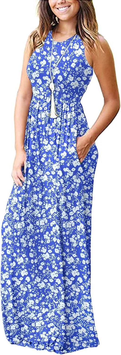 MOLERANI Women's Loose Plain Maxi Dresses Casual Long Dresses with Pockets