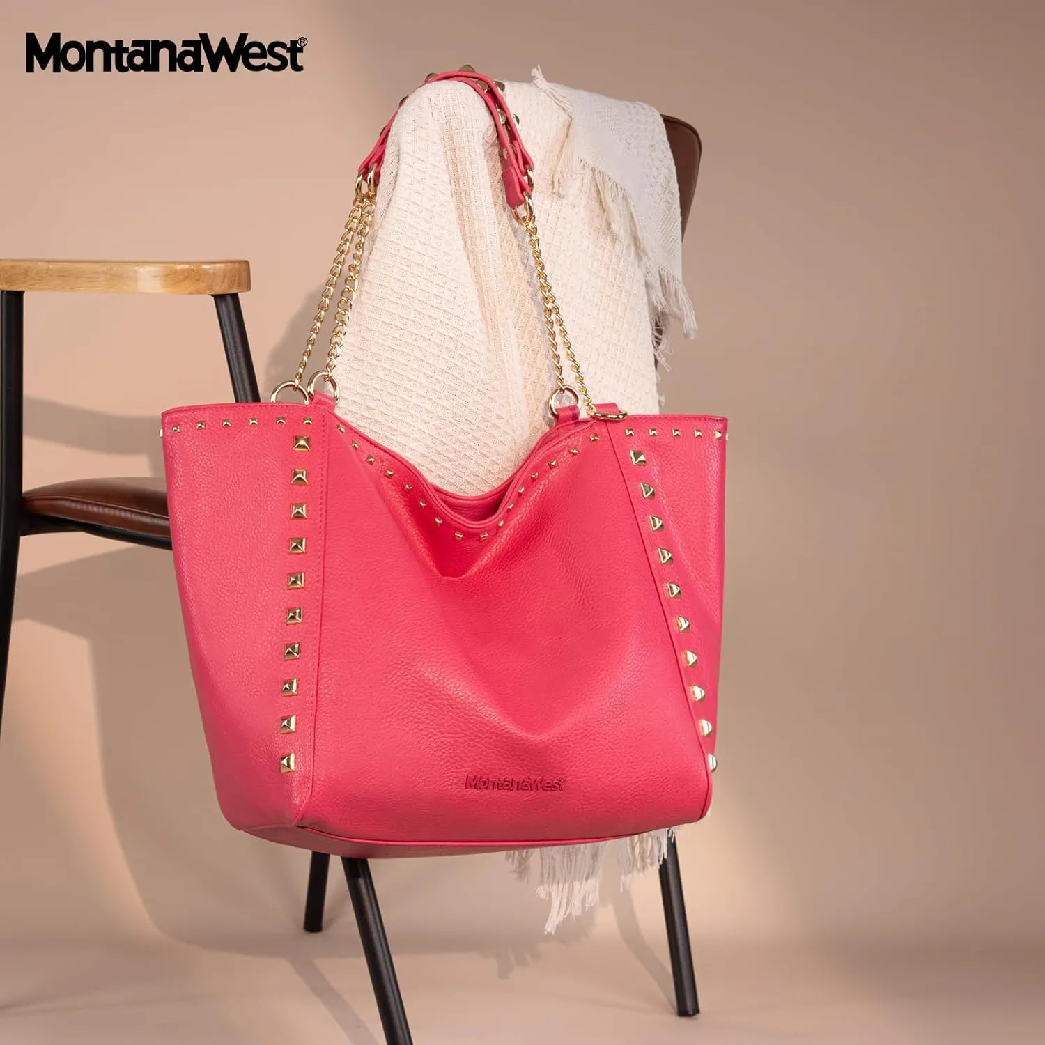 Montana West Large Tote Bag for Women Oversized Shoulder Purses with Chain Handbags