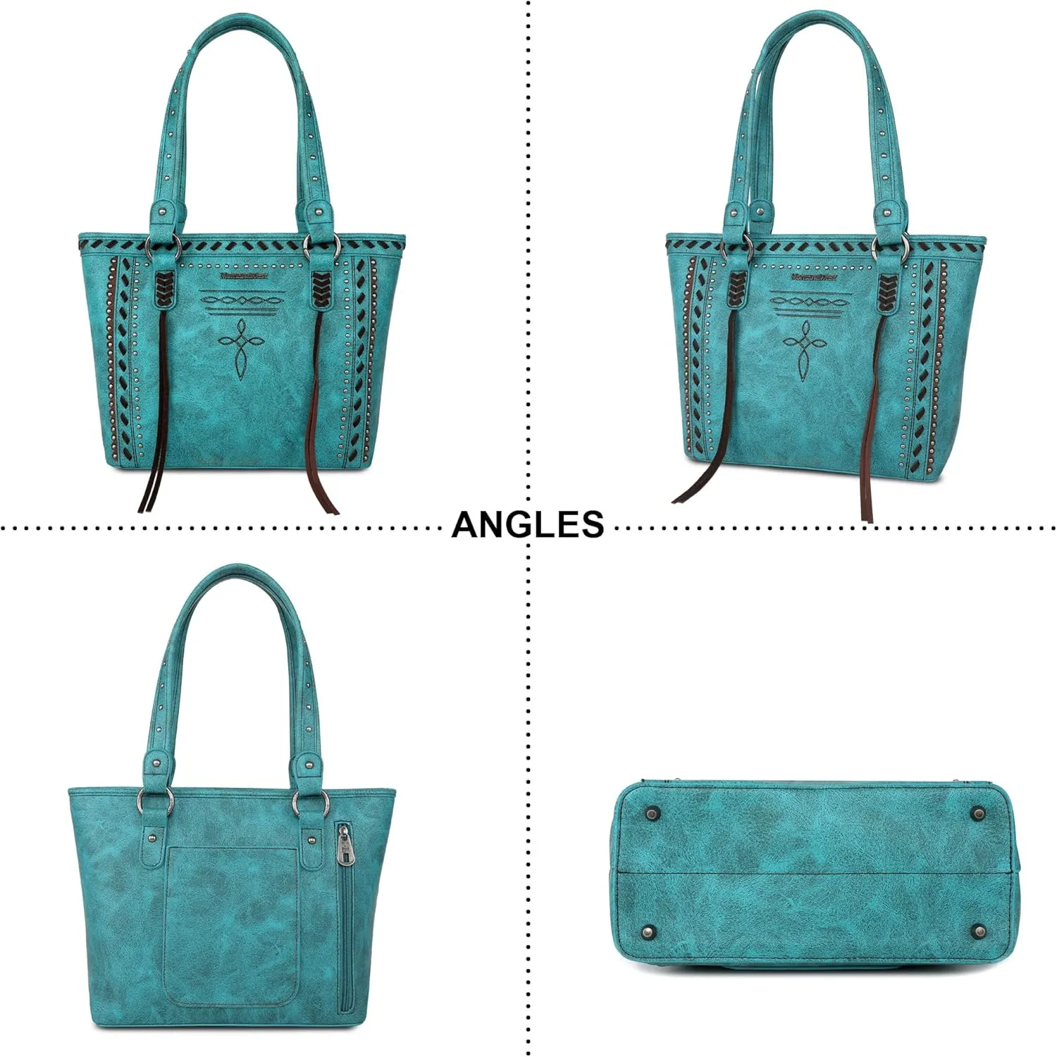 Montana West Spiritual Collection Western Tote Bag for Women Vegan Leather Shoulder Handbag with Wallet