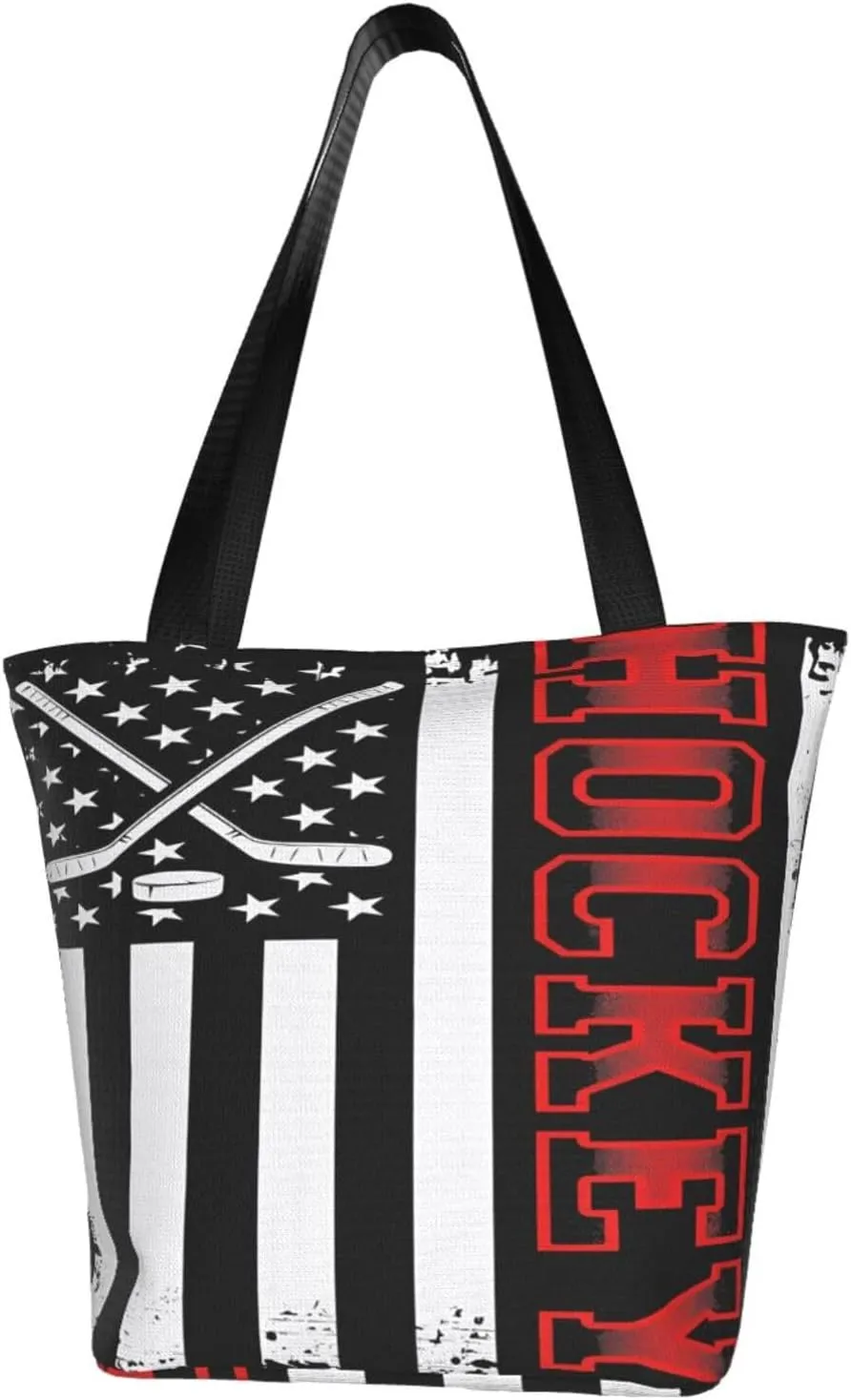 Motocross Dirt Bike American Flag Women's Tote Bag Shoulder Bag Shopping Handbag Large Capacity Handbag With Zipper