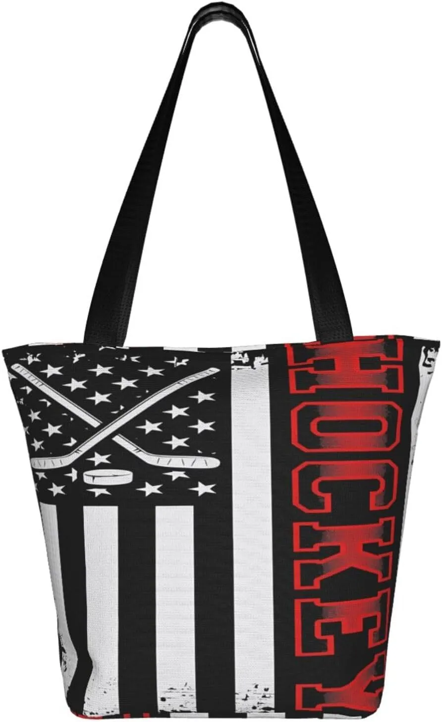 Motocross Dirt Bike American Flag Women's Tote Bag Shoulder Bag Shopping Handbag Large Capacity Handbag With Zipper