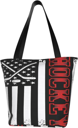 Motocross Dirt Bike American Flag Women's Tote Bag Shoulder Bag Shopping Handbag Large Capacity Handbag With Zipper