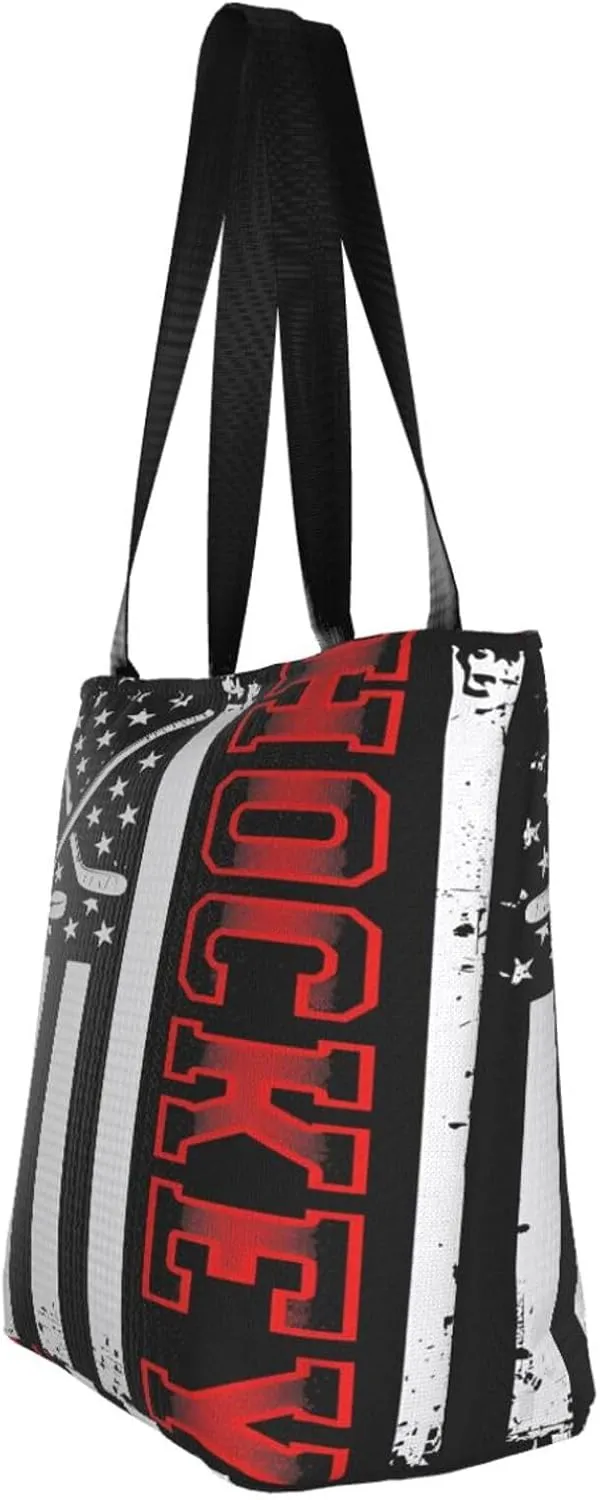 Motocross Dirt Bike American Flag Women's Tote Bag Shoulder Bag Shopping Handbag Large Capacity Handbag With Zipper