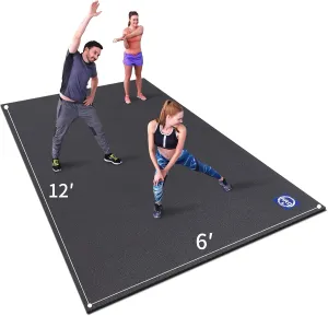 MRO Extra Large Exercise Mat For Home Gym, 15'x6'/12'x6'/9'x6'(7mm) Workout Mats for Gym Flooring, Non-Slip, Extra Thick Durable Cardio Mat, Ideal for Plyo, Weights, MMA, Jump Rope -Shoe Friendly