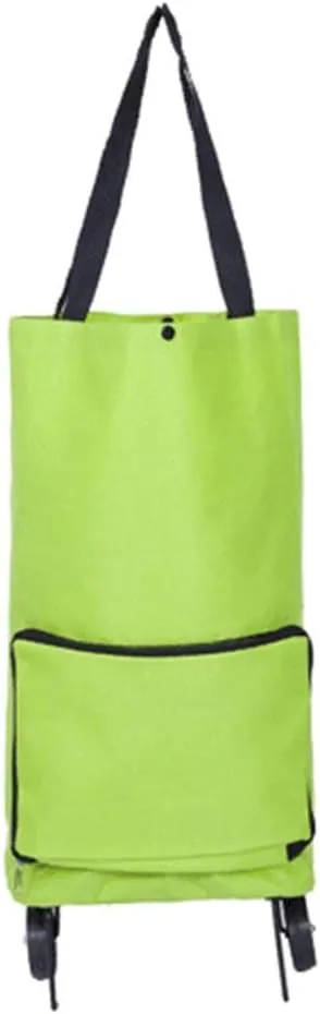 Multifunctional Waterproof Oxford Cloth Foldable Supermarker Shopping Trolley Wheel Bag Traval Cart Luggage Bag;green Candybarbar