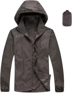 Muscularfit Mens Packable Rain Jacket Lightweight Waterproof Windbreaker Jackets Sun Hoodie Light Raincoats with Storage Bag