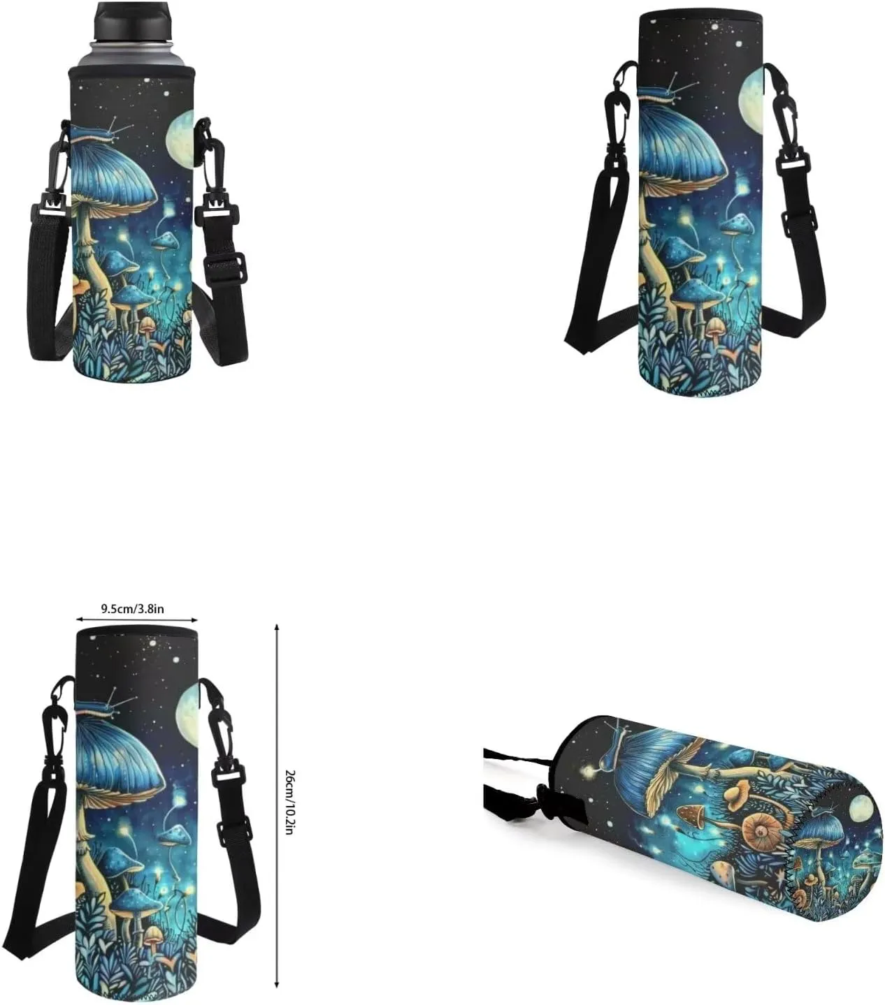 Mushroom Backpack for Girls Kids Backpack with Lunch Box Water Bottle Bag and Cute Pencil Case 4PCS Set Bookbag with Front Pocket for School Teens 17 inch Large Capacity School Bag for Boys