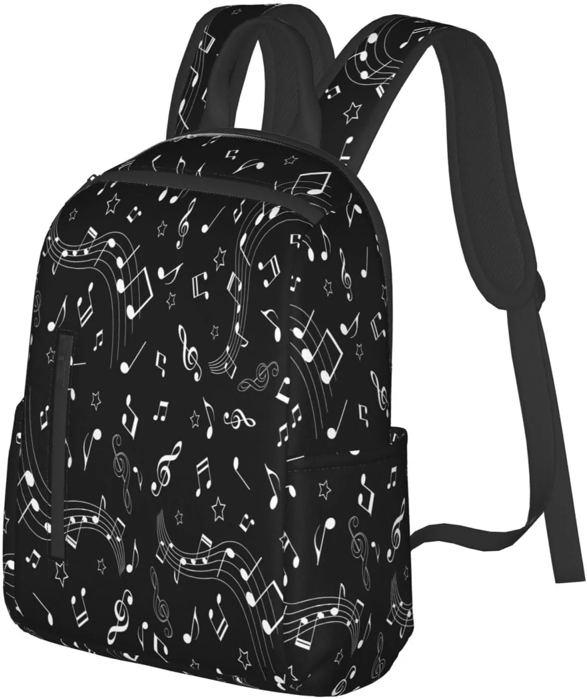 Music Notes Stars Casual Backpacks Large Capacity Laptop Backpack Sports Rucksack Travel Daypack Adjustable Shoulder Strap Work Bag for Outdoor Camping