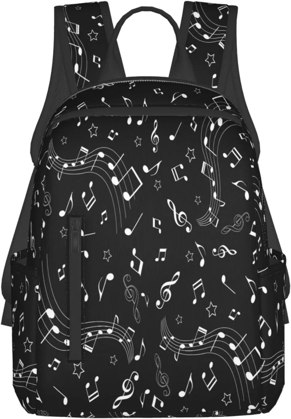 Music Notes Stars Casual Backpacks Large Capacity Laptop Backpack Sports Rucksack Travel Daypack Adjustable Shoulder Strap Work Bag for Outdoor Camping