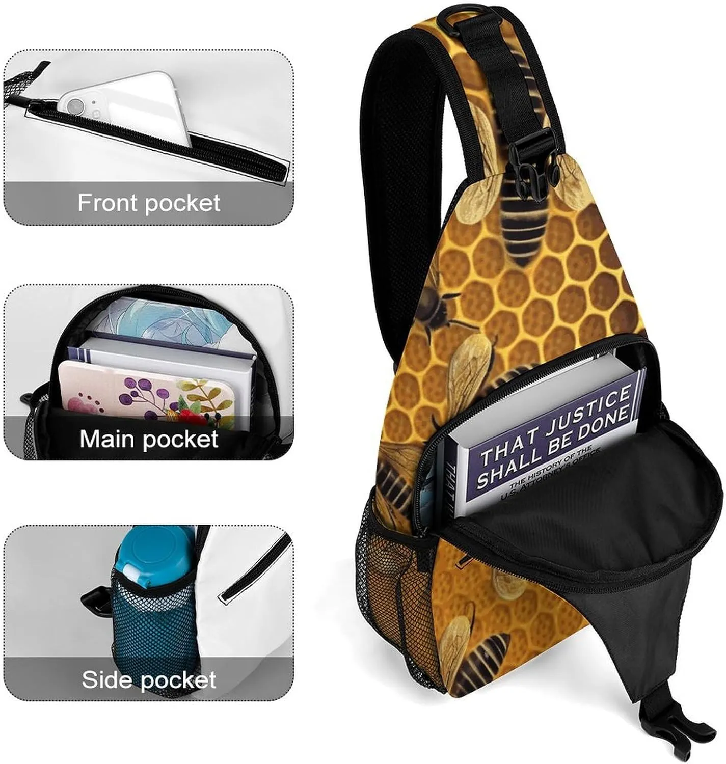 Music Symbols Love Sling Bag Lightweight Crossbody Chest Pack Travel Shoulder Bag with Adjustable Strap