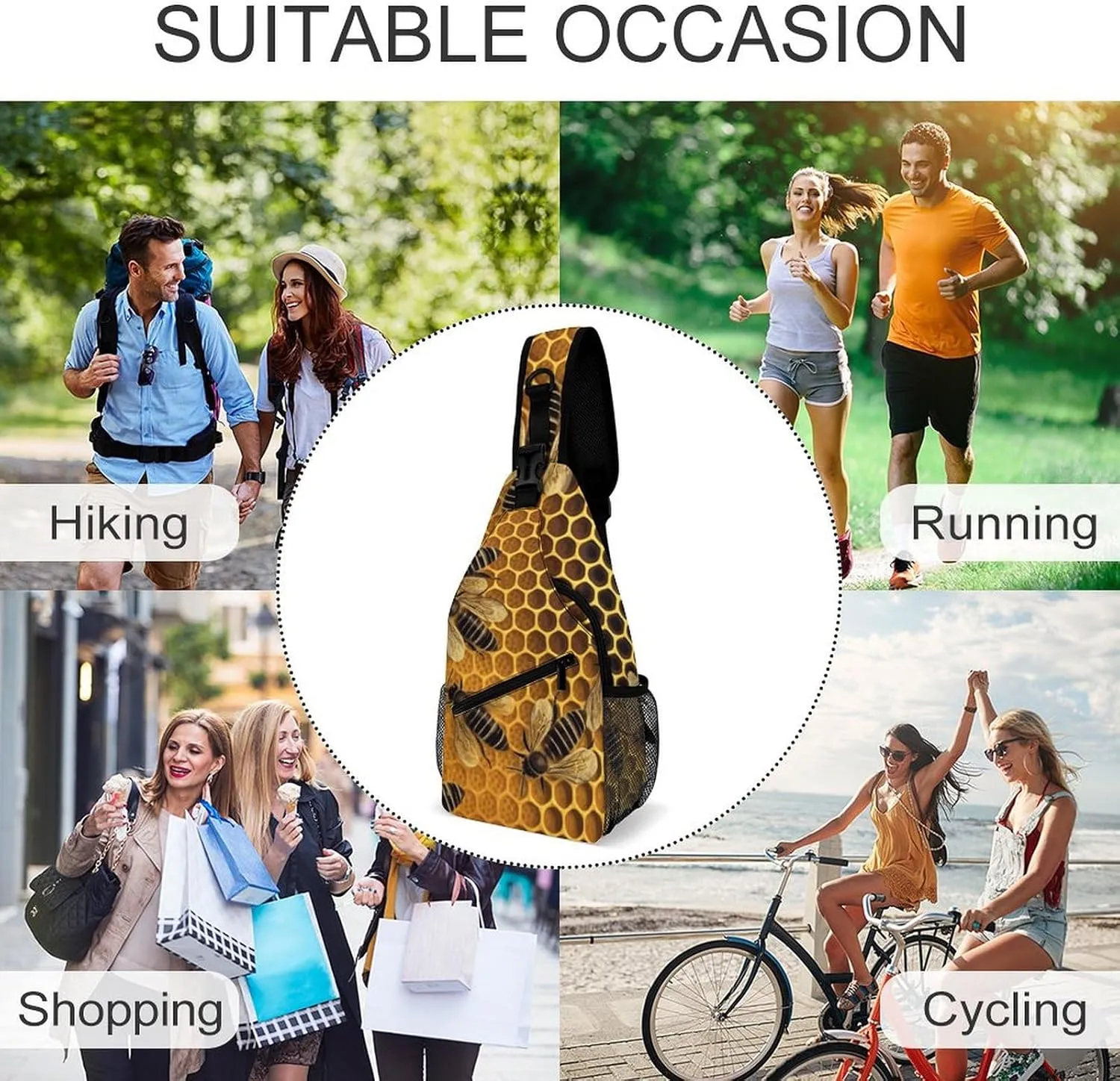 Music Symbols Love Sling Bag Lightweight Crossbody Chest Pack Travel Shoulder Bag with Adjustable Strap