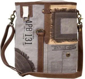 Myra Bag Shoulder Bag for Women - Western Upcycled Canvas & Leather Gray