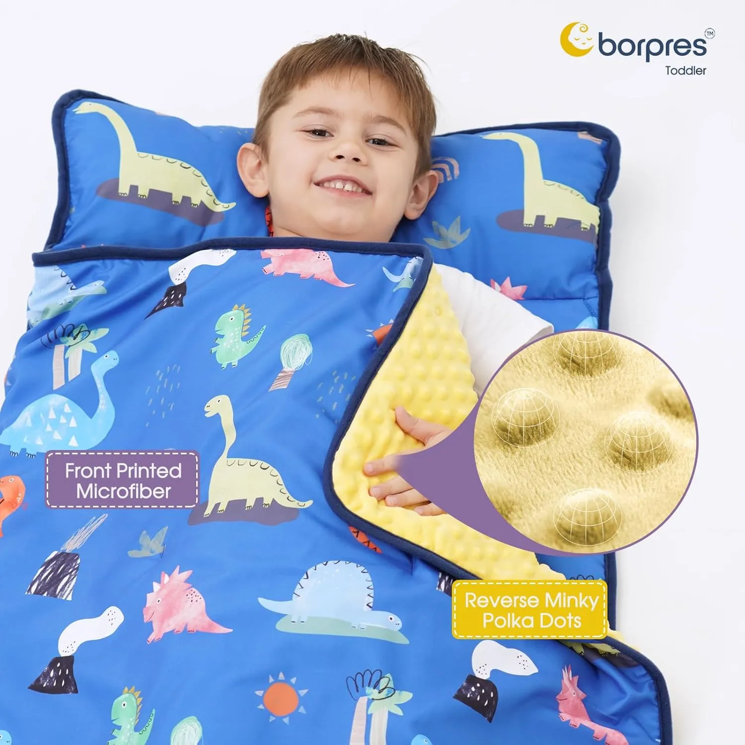 Nap Mat with Pillow Blanket Set: Sleeping Mats for Toddler Kids - Thick Large Roll up Slumber Bag for Daycare Preschool Kindergarten Boys Girls