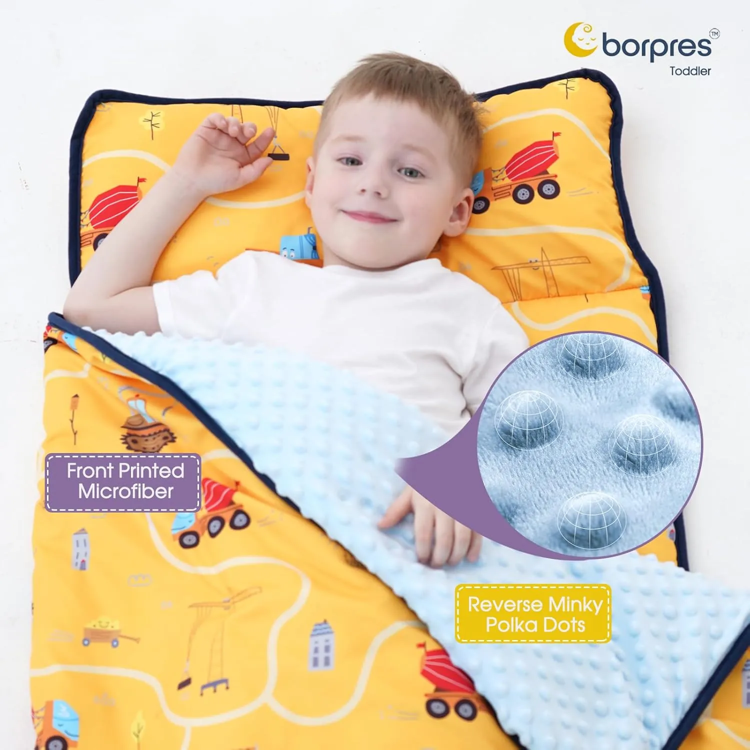 Nap Mat with Pillow Blanket Set: Sleeping Mats for Toddler Kids - Thick Large Roll up Slumber Bag for Daycare Preschool Kindergarten Boys Girls