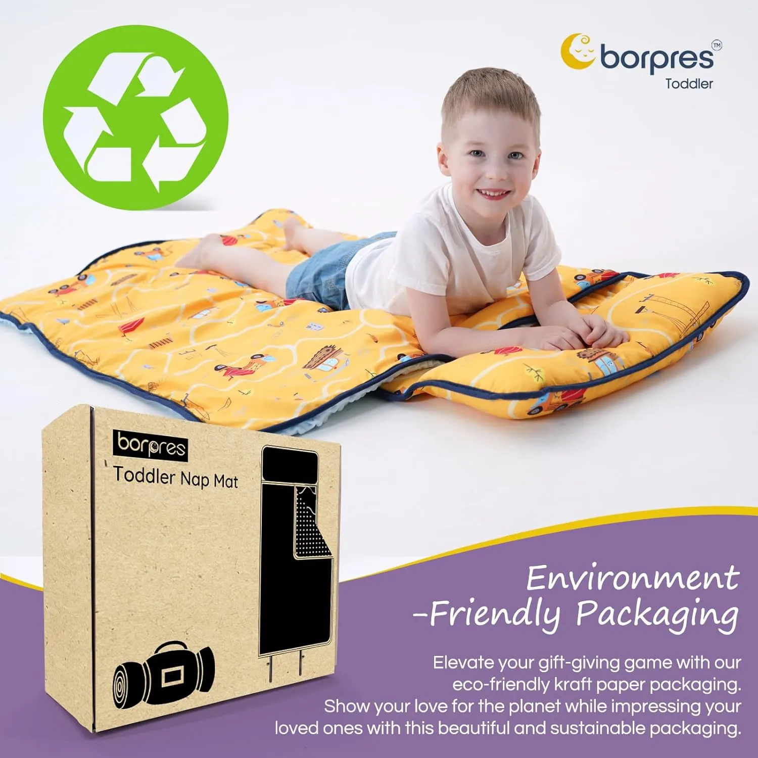 Nap Mat with Pillow Blanket Set: Sleeping Mats for Toddler Kids - Thick Large Roll up Slumber Bag for Daycare Preschool Kindergarten Boys Girls