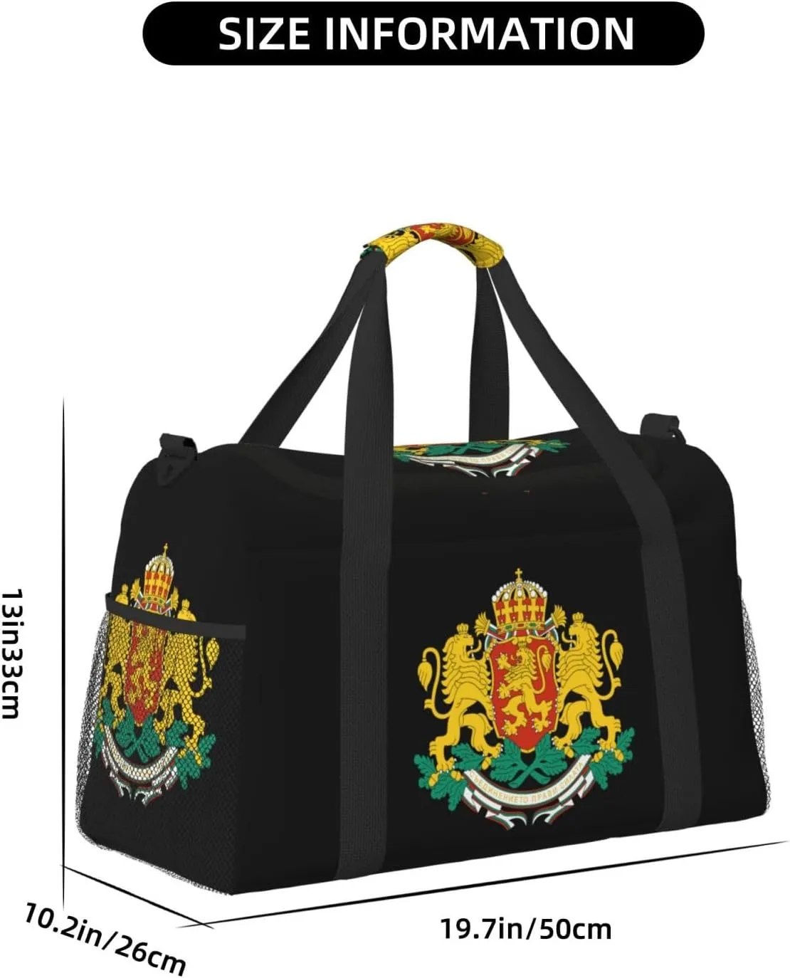 National Emblem Of Bulgaria Travel Duffel Bag Large Foldable Waterproof Overnight Bag For Beach Swim Bags Pool Sports Gym