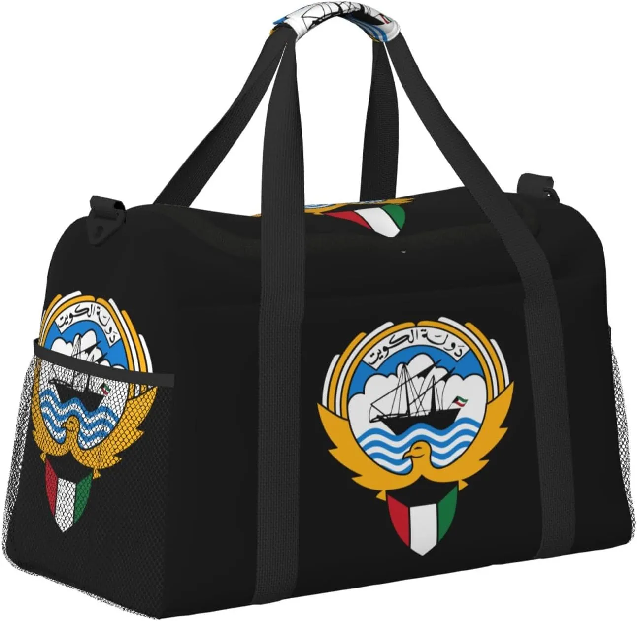 National Emblem Of Kuwait Travel Duffel Bag Large Foldable Waterproof Overnight Bag For Beach Swim Bags Pool Sports Gym