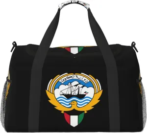 National Emblem Of Kuwait Travel Duffel Bag Large Foldable Waterproof Overnight Bag For Beach Swim Bags Pool Sports Gym