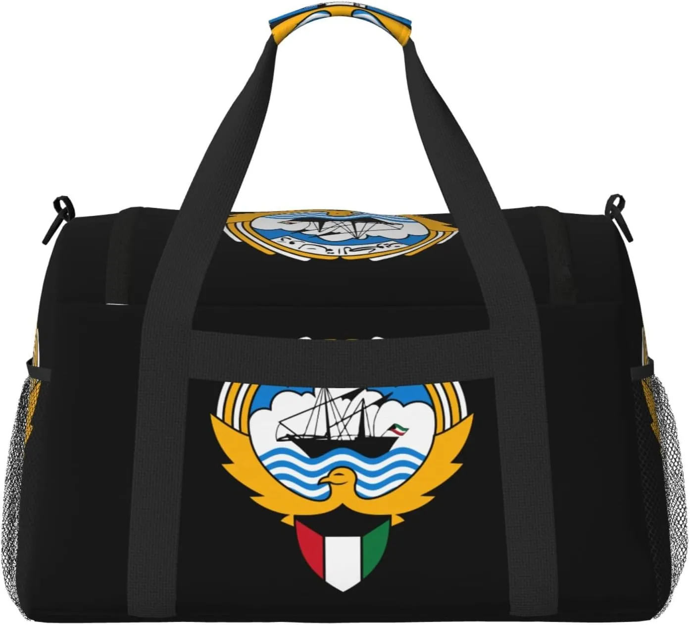 National Emblem Of Kuwait Travel Duffel Bag Large Foldable Waterproof Overnight Bag For Beach Swim Bags Pool Sports Gym