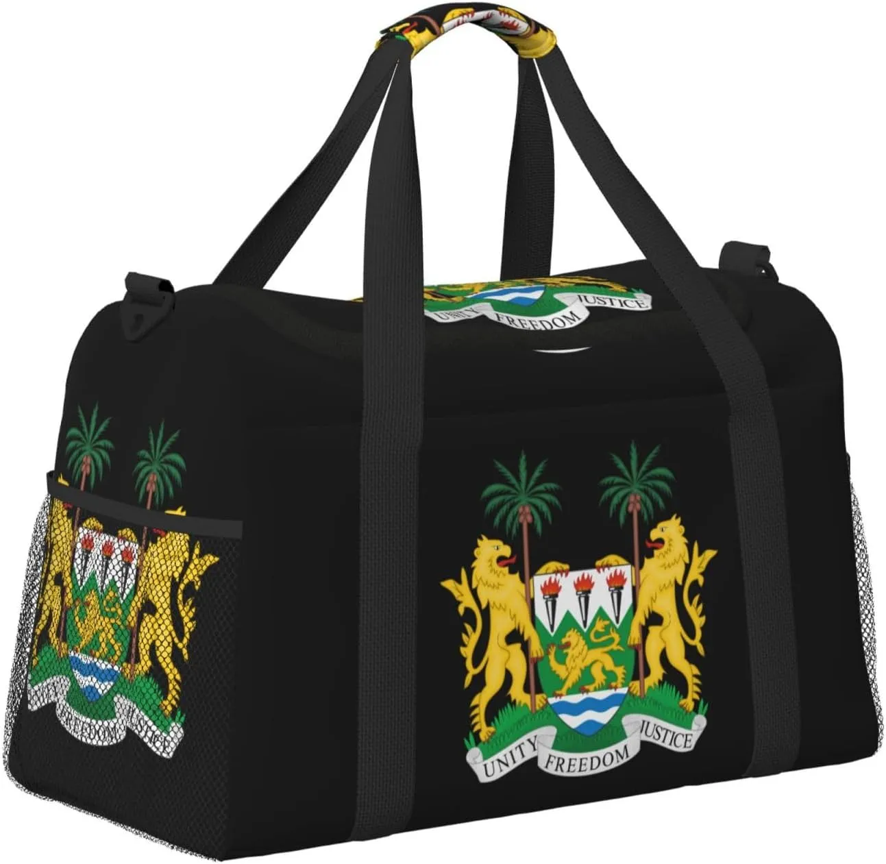 National Emblem Of Sierra Leone Travel Duffel Bag Large Foldable Waterproof Overnight Bag For Beach Swim Bags Pool Sports Gym