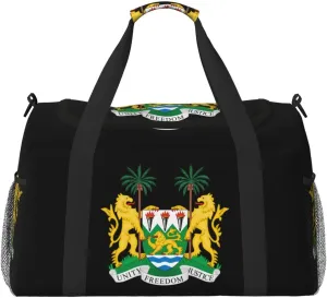 National Emblem Of Sierra Leone Travel Duffel Bag Large Foldable Waterproof Overnight Bag For Beach Swim Bags Pool Sports Gym