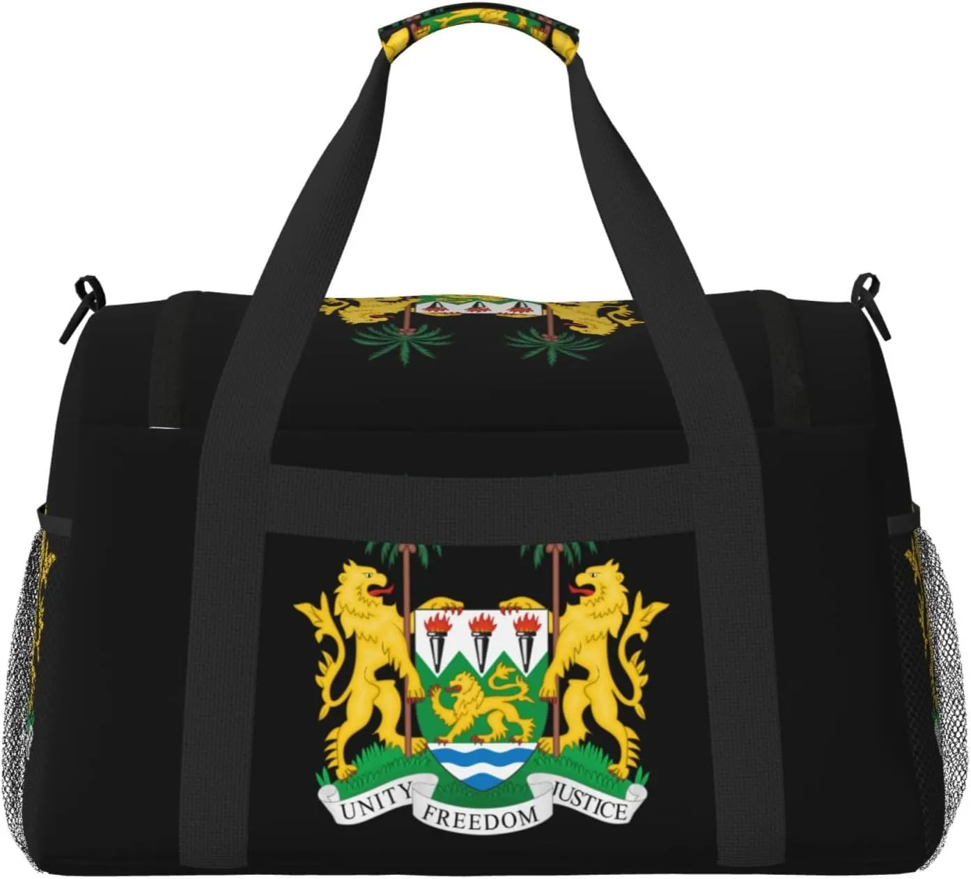 National Emblem Of Sierra Leone Travel Duffel Bag Large Foldable Waterproof Overnight Bag For Beach Swim Bags Pool Sports Gym