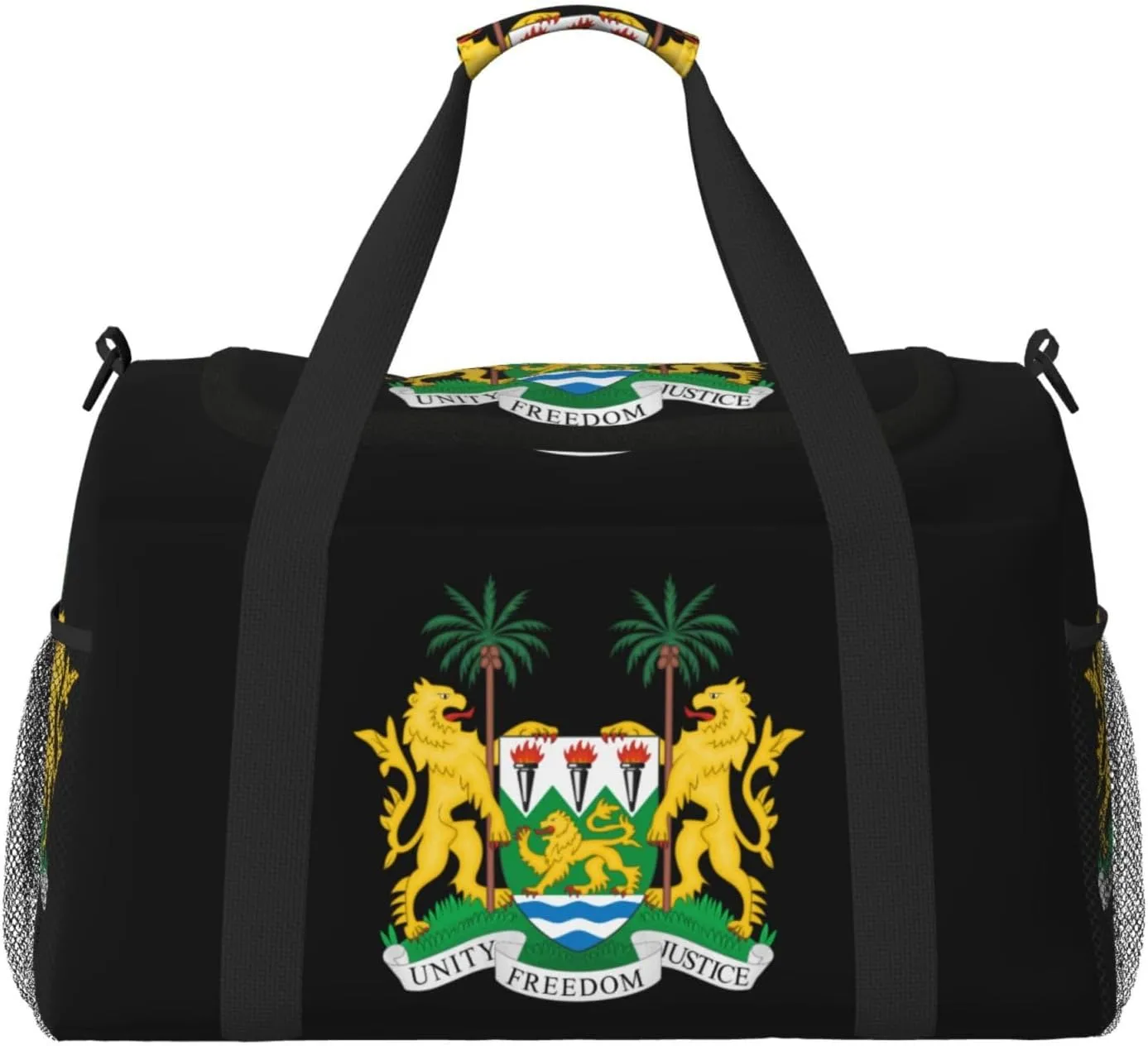 National Emblem Of Sierra Leone Travel Duffel Bag Large Foldable Waterproof Overnight Bag For Beach Swim Bags Pool Sports Gym