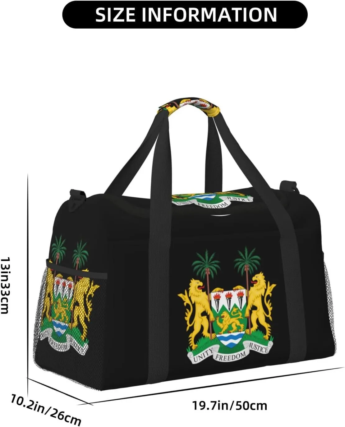 National Emblem Of Sierra Leone Travel Duffel Bag Large Foldable Waterproof Overnight Bag For Beach Swim Bags Pool Sports Gym