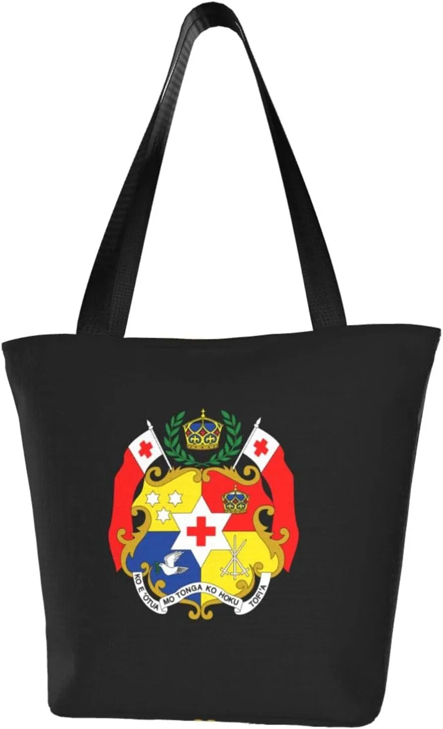 National Emblem of Tonga Women'S Casual One Shoulder Carry Shopping Bag Large Capacity Working Storage Handbag