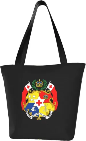 National Emblem of Tonga Women'S Casual One Shoulder Carry Shopping Bag Large Capacity Working Storage Handbag