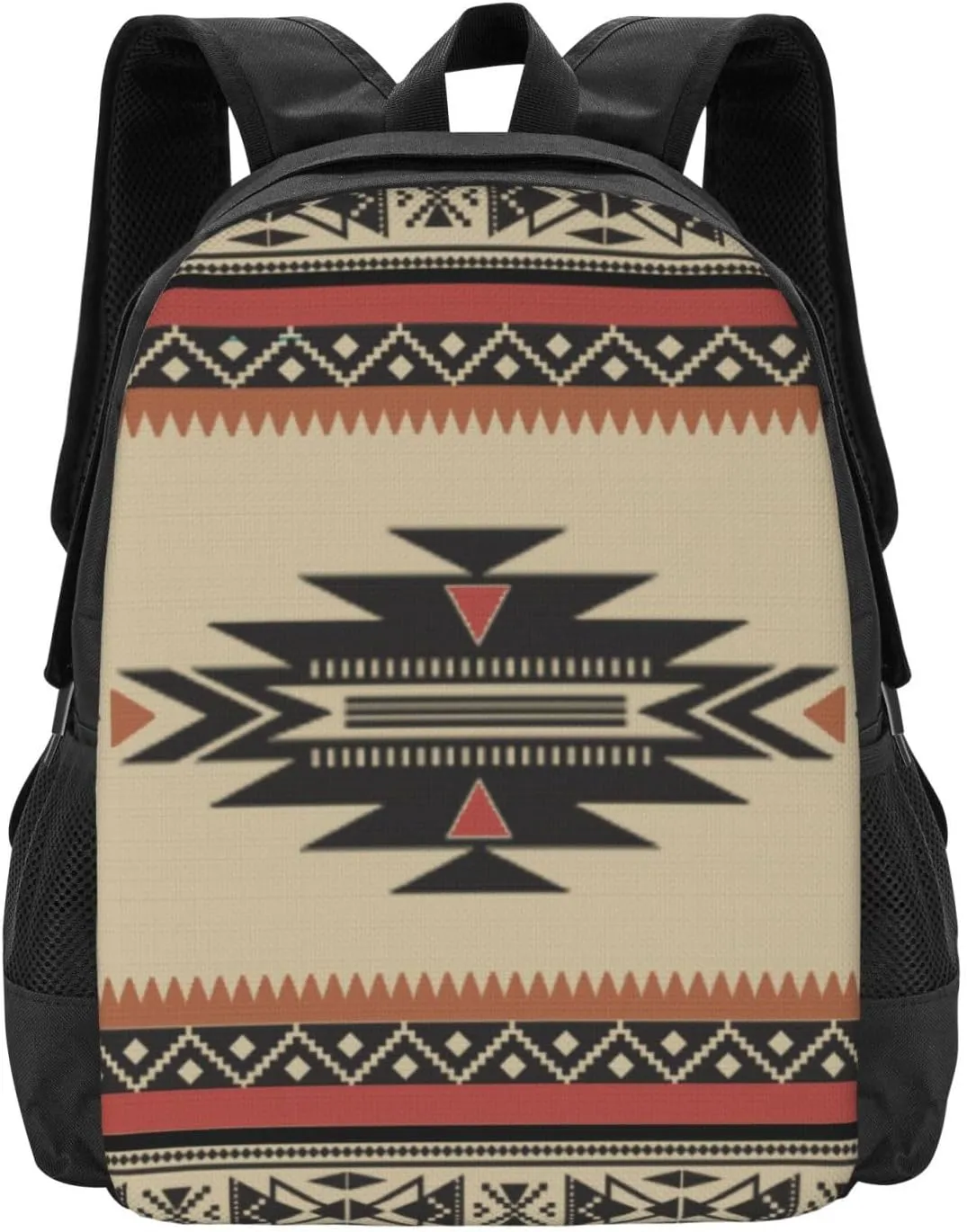 Native Tribal Woven Pattern In Browns, Black, Rust Lightweight Packable Backpack Travel Casual Large Capacity Daypack Foldable Backpack For Men Women