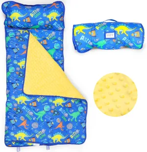 Nature’s Haven Lightweight Nap mat for Kids with Plush Blanket, Removable Pillow & Attached Straps – Soft Toddler Travel Bed with Roll Up Design – Perfect for Preschool, Daycare, Traveling