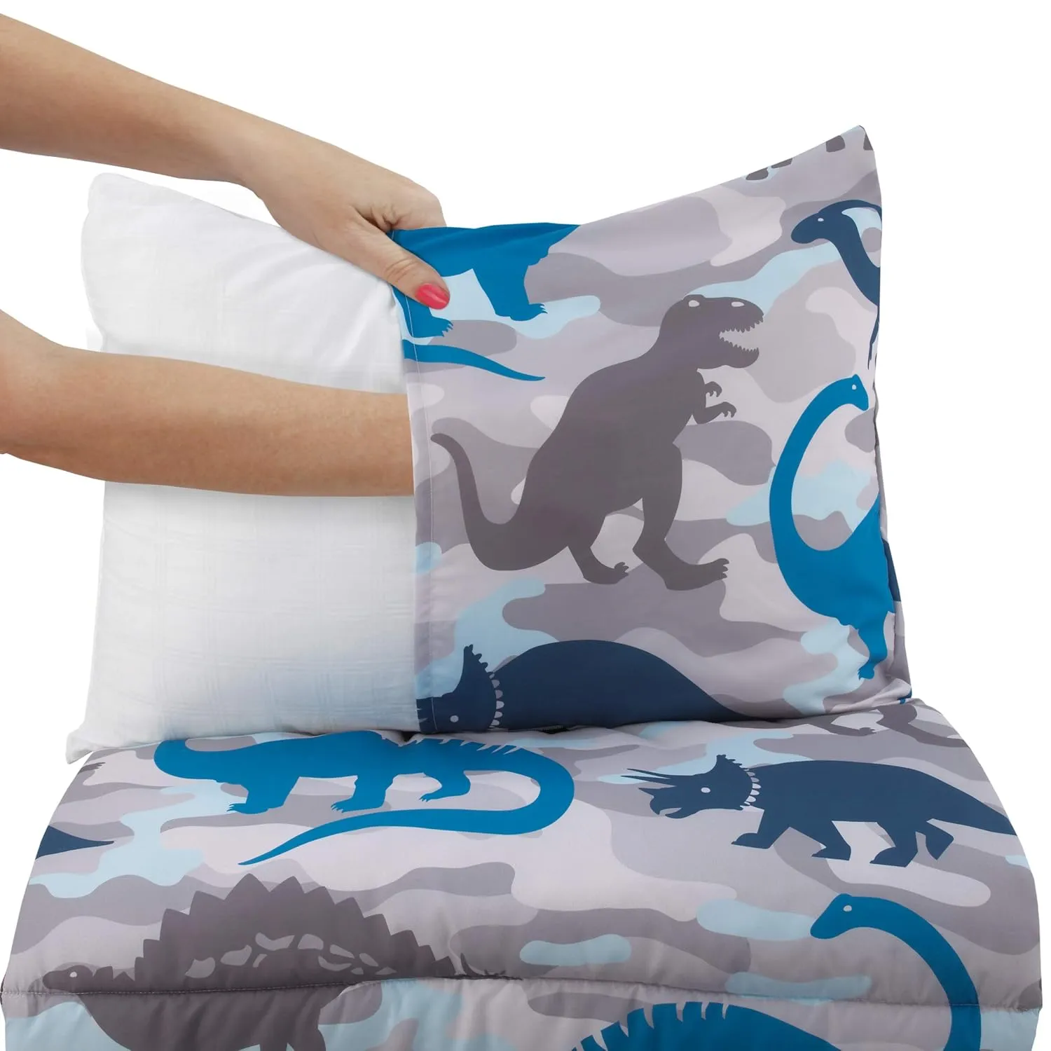 Navy, Grey & Royal Blue Dino Deluxe Easy Fold Nap Mat, Navy, Royal, Grey, Camo