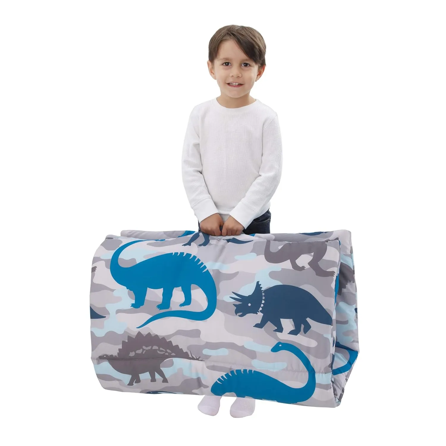 Navy, Grey & Royal Blue Dino Deluxe Easy Fold Nap Mat, Navy, Royal, Grey, Camo