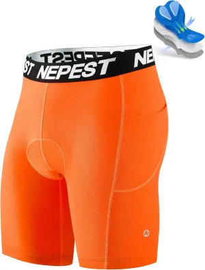 Nepest Cycling Underwear for Men Bike Shorts 4D Padded Biking Road Bicycle Biker MTB Liner Padding Shorts with Pockets