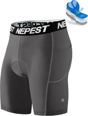 Nepest Cycling Underwear for Men Bike Shorts 4D Padded Biking Road Bicycle Biker MTB Liner Padding Shorts with Pockets